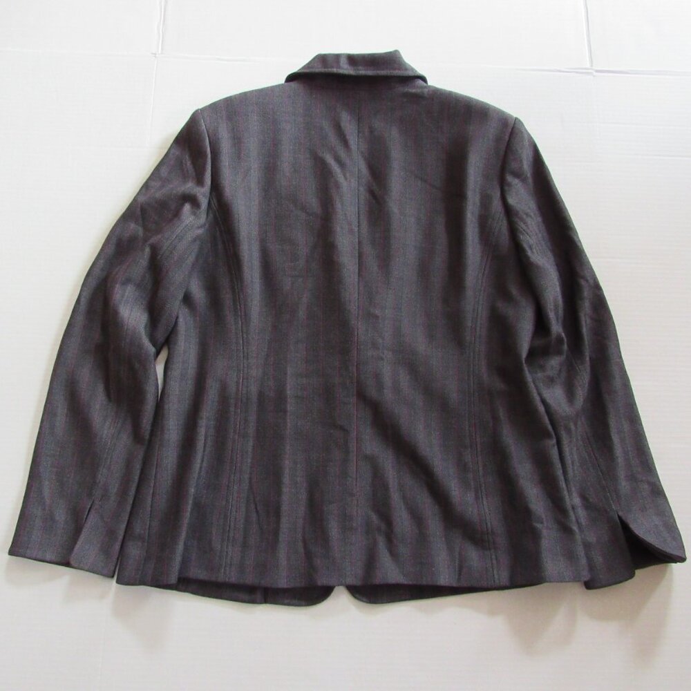 Apostrophe Women's Blazer/Jacket Charcoal Gray & Pink Stripe One Button Size 12P - Picture 2 of 4